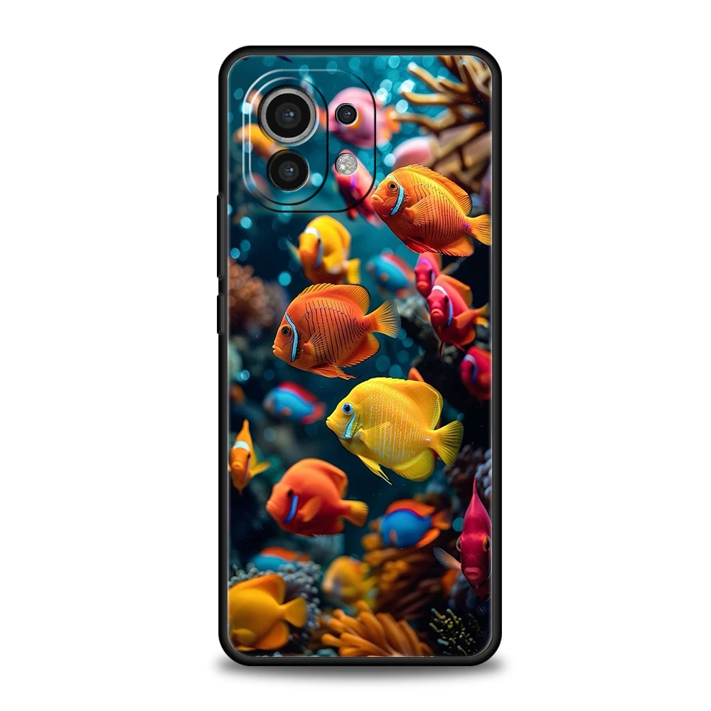 Funda de teléfono para Xiaomi 15 14 13 12 Lite 14T 13T 12T Pro Poco X7 X6 X5 X4 X3 NFC F7 Ultra F6 Pro cubierta suave dibujos animados lindo pez - imagen 2