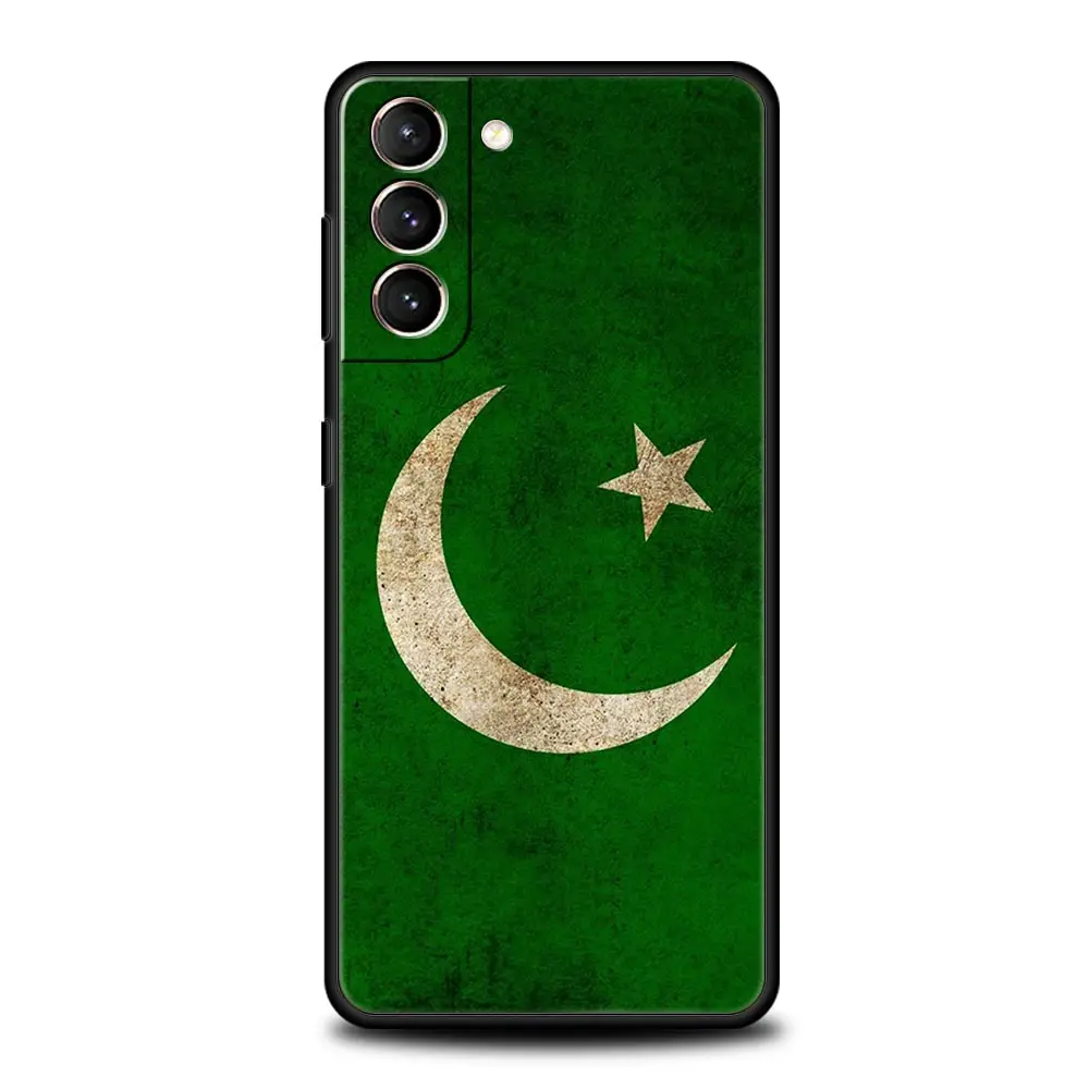 Funda de teléfono suave de TPU para Samsung Galaxy S25 S24 S23 S22 S21 Ultra S20 FE 5G S10 S10E Plus bandera de Pakistán cubierta negra - imagen 4