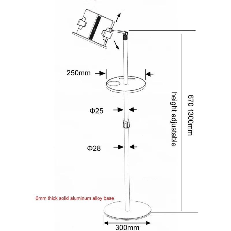 Estante de aluminio para lectura de UP-9ZB, soporte de suelo para oficina, bandeja para cuaderno, bandeja para tableta, ajuste de altura - imagen 5