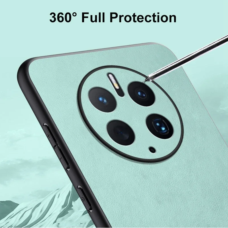 Funda de cuero PU de lujo para Huawei Mate 50 Pro, cubierta trasera, protección de silicona Mate, funda de teléfono para Huawei Mate 40, 60 Pro, 50 RS - imagen 5