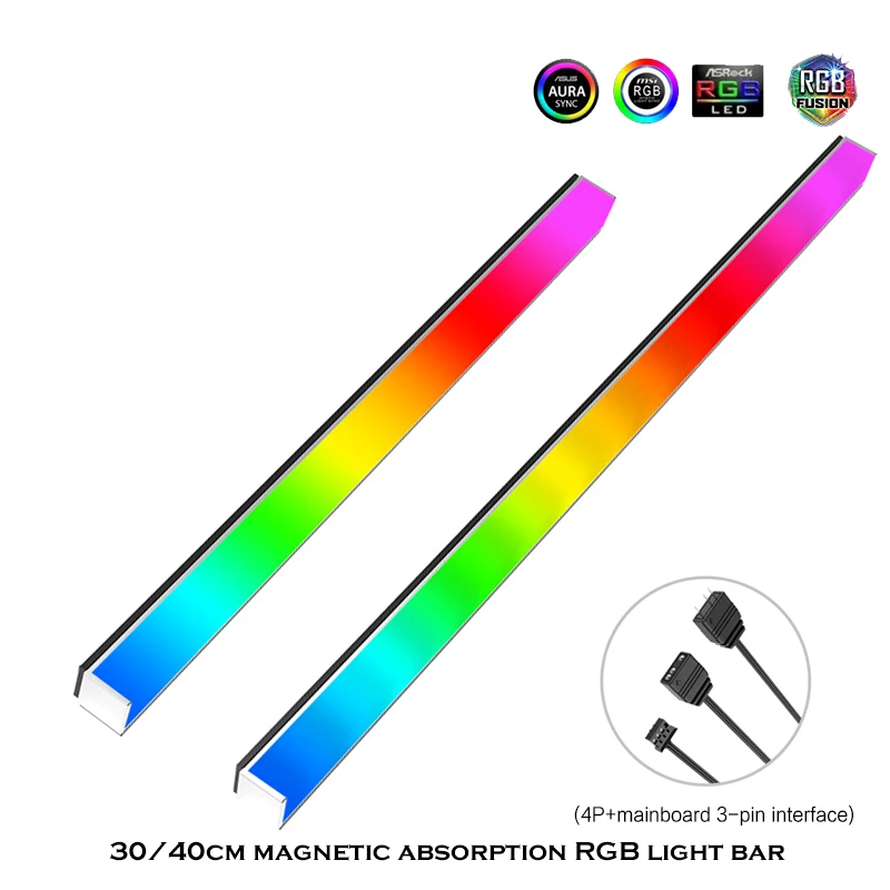 Gabinete de computadora de escritorio RGB LED Strip Streamer Chasis Light, 5V ARGB M/B SYNC, brillo lateral doble de aluminio, 30cm/40cm - imagen 4