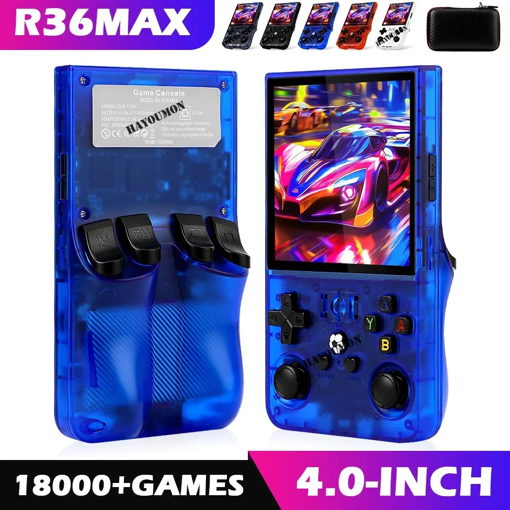 Reproductor de videojuegos Retro amarillo, 64GB, 128GB, R36 Max, pantalla IPS de 4,0 pulgadas, sistema Linux, consola de videojuegos portátil de bolsillo - imagen 3