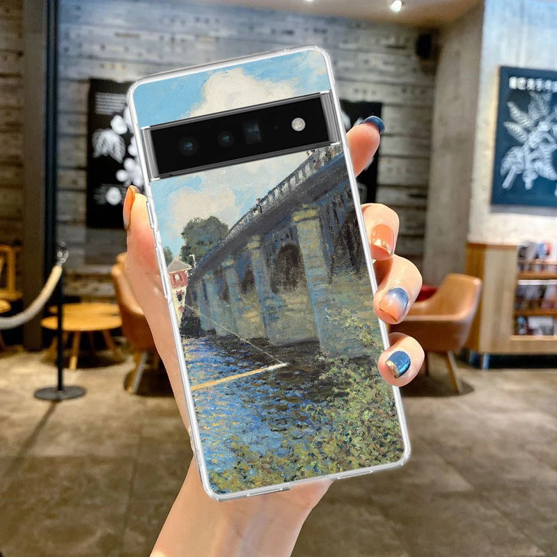 Claude Monet-funda de teléfono de artes impresistas, carcasa de TPU suave para Google Pixel 8, 7, 6 Pro, Pixel 6A, 5, 4, 5A, 4A, 3A, XL, 5G, transparente - imagen 4