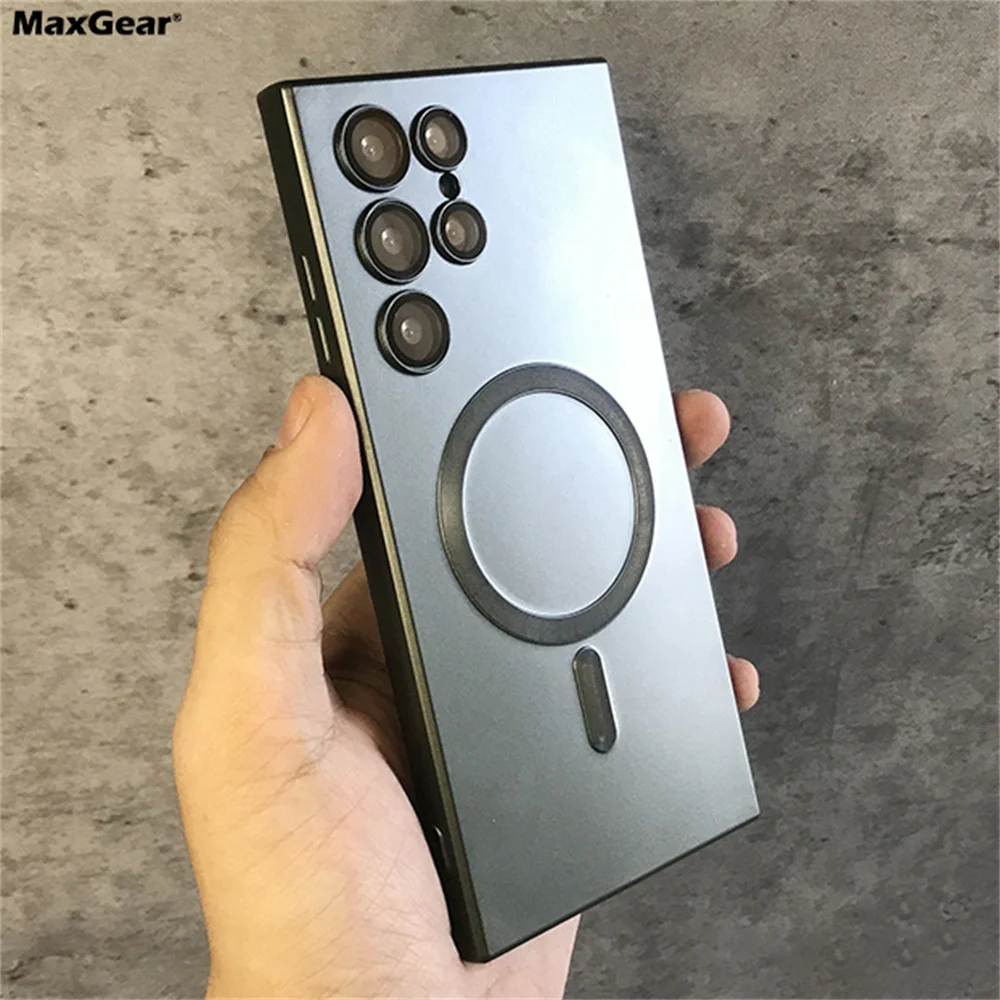 Armadura mate metálica de lujo para funda magnética Magsafe para Samsung S24 S23 S22 S21 Ultra Plus FE Note20 A15 A05S A55 A35