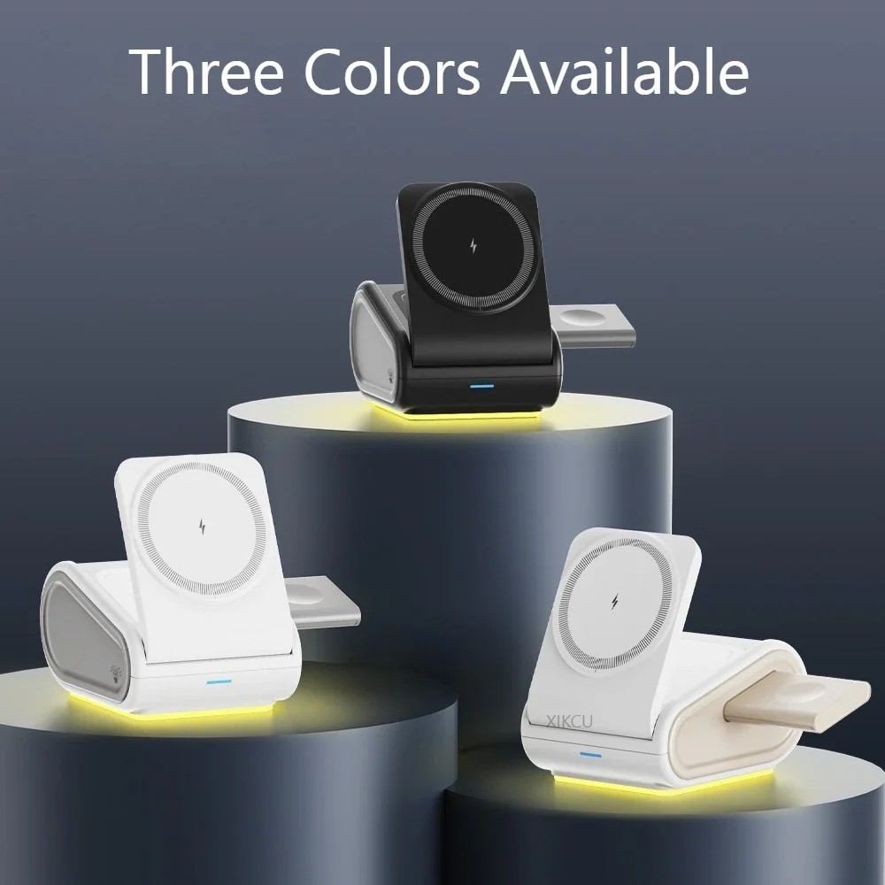 Cargador inalámbrico magnético luz LED nocturna para iPhone 17 16 15 14 Pro Max Apple Watch Airpods Samsung Galaxy Watch carga rápida - imagen 3