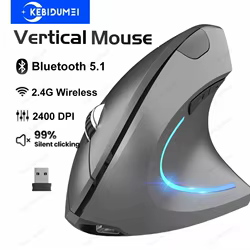 Ratón Vertical Bluetooth 5,1, modo Dual, 2,4G, inalámbrico, 600mAh, recargable, silencioso, 2400 DPI, para ordenador portátil y de escritorio