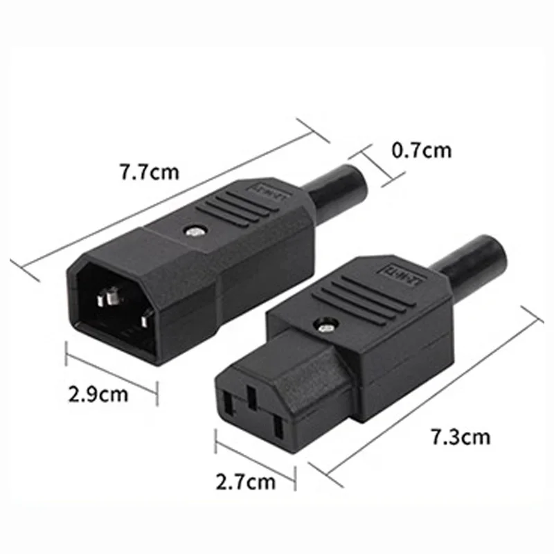 Conector de clavija de acoplamiento IEC320 10A 250V negro macho hembra conector C13 C14 enchufe recargable Konektor enchufe de CA de 3 pines - imagen 5