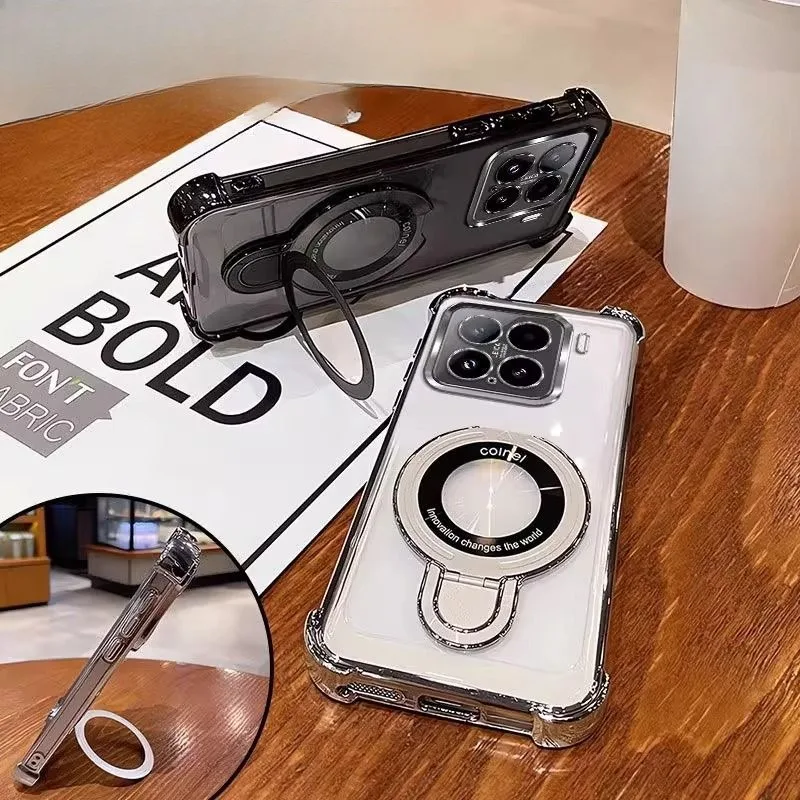 Funda de teléfono con soporte magnético transparente a prueba de golpes para iPhone 17 16 15 14 13 12 11 Pro Max 16 Plus 16E funda con soporte de silicona suave - imagen 5
