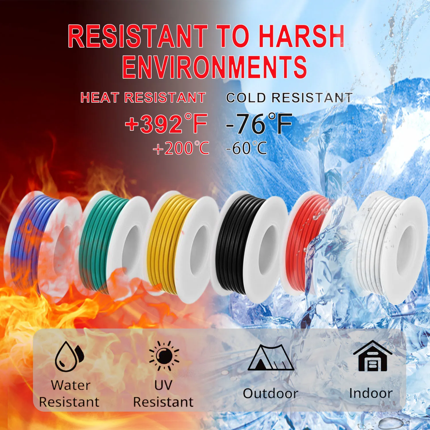 Cable eléctrico trenzado de 18 AWG, cables de cobre estañado de calibre 18, Kit de cable de conexión eléctrico de silicona Flexible de 16, 4 pies/5m cada color - imagen 4