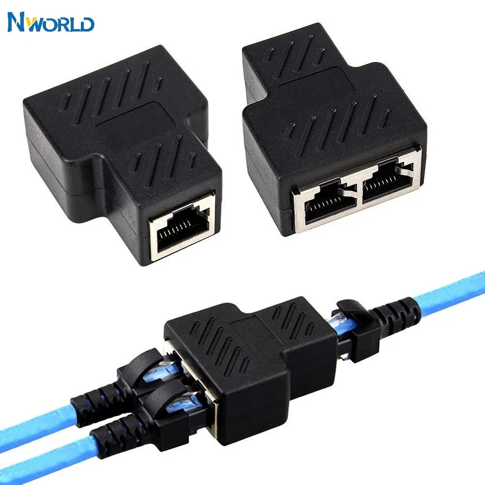 1/2 Uds 1To2 Way LAN RJ45 extensor de red divisor adaptador Ethernet para conexión de Cable de Internet 1 entrada 2 salida de alta calidad