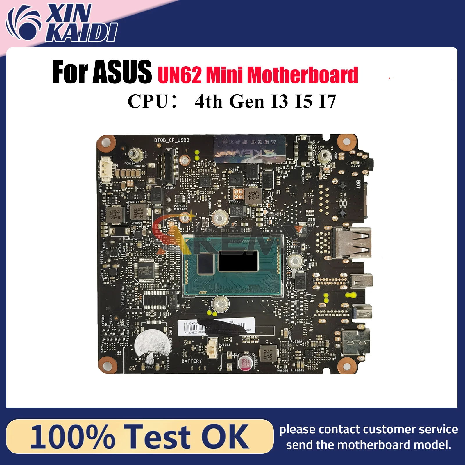 Placa base para ordenador portátil UN62 para ASUS VivoMini UN62 placa base para portátil con CPU I3 I5 I7 100% pruebas OK envío rápido de alta calidad