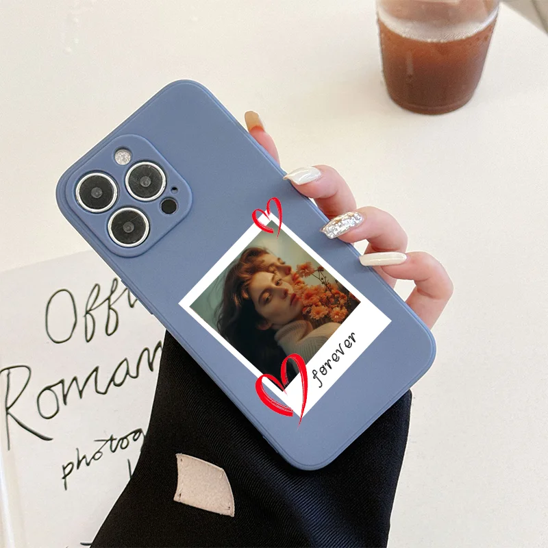 DIY pareja foto personalizada TPU funda suave para iPhone 16 15 14 13 12 11Pro Max Mini SE 2020 2022 XS XR 6 6s 7 8 Plus contraportada - imagen 5