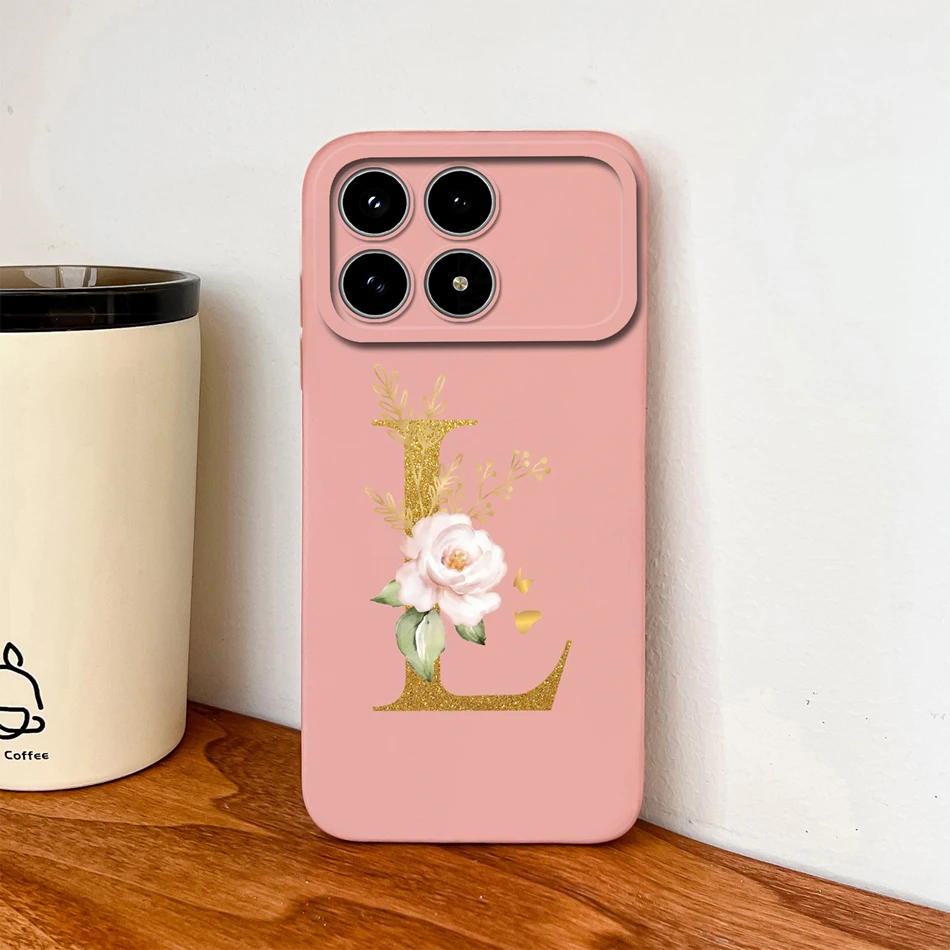 Para Poco F8 Pro funda para Poco F8 Ultra elegante funda de teléfono con letras suave duradera silicona líquida a prueba de golpes fundas protectoras traseras - imagen 3