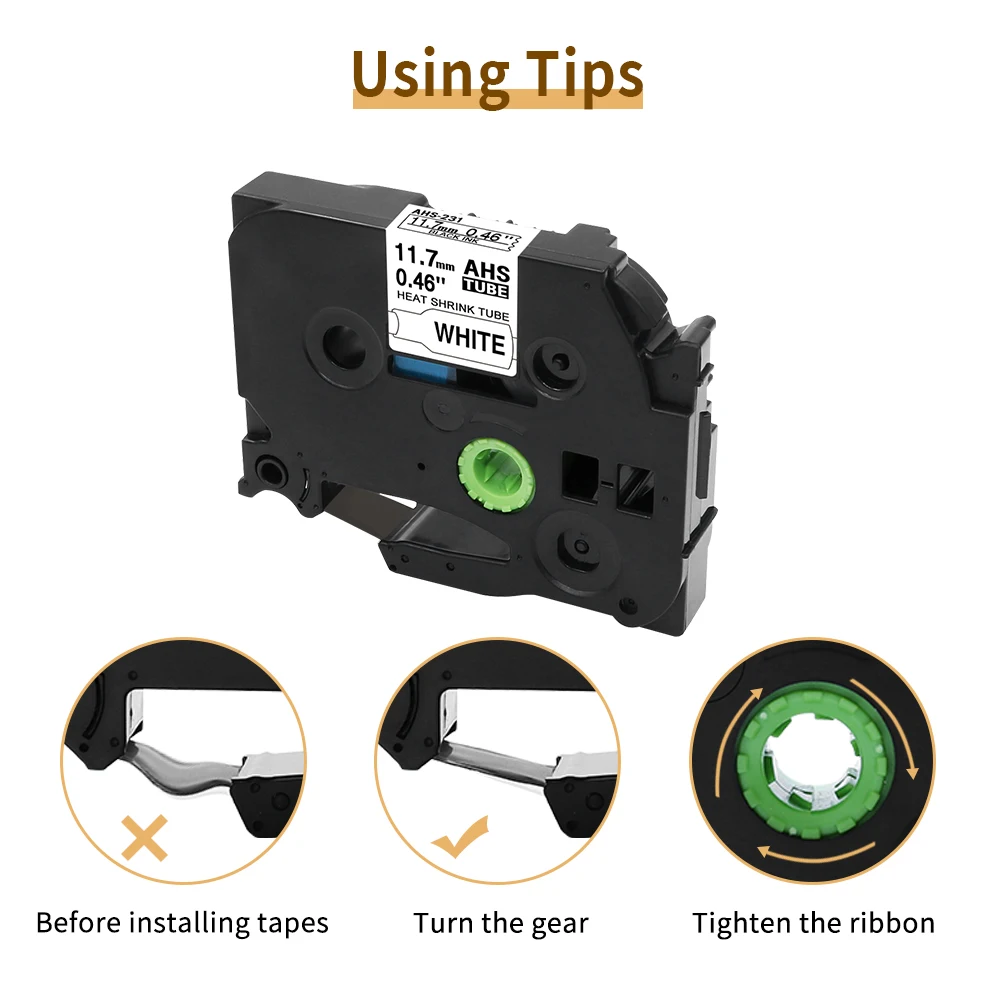 Cinta de tubo termorretráctil HSe231, cinta de etiquetas P-touch HSe221 HSe211 HSe631 HSe621 HSe611, Compatible con impresora de etiquetas Brother - imagen 5