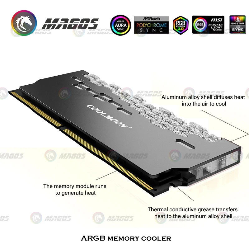 Cool Moon-disipador de calor para ordenador de escritorio, Enfriador de memoria RAM RGB, chaleco de refrigeración, radiador - imagen 5