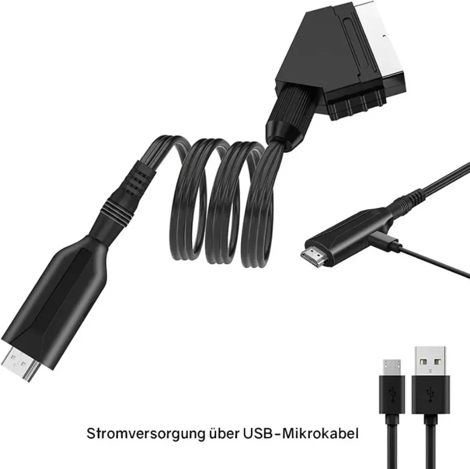 Cable convertidor compatible con SCART a HDMI, interruptor de 720P/1080P, adaptador convertidor de Audio y vídeo con salida HD, para enchufe Sky Box STB - imagen 3