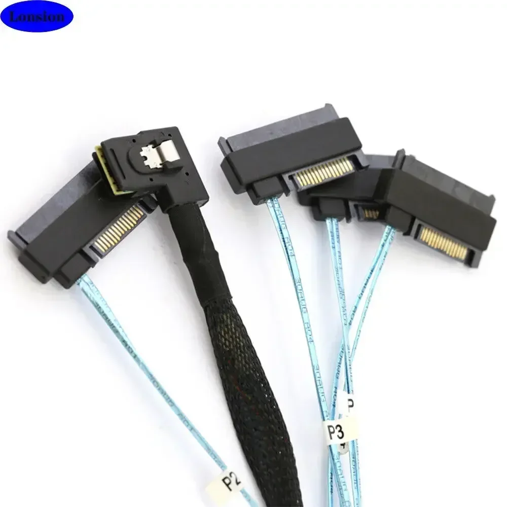 Cable de disco duro Mini SAS SFF-8087 de ángulo recto a 4 puertos SAS SFF-8482 HDD de intercambio en caliente para servidor/almacenamiento - imagen 4