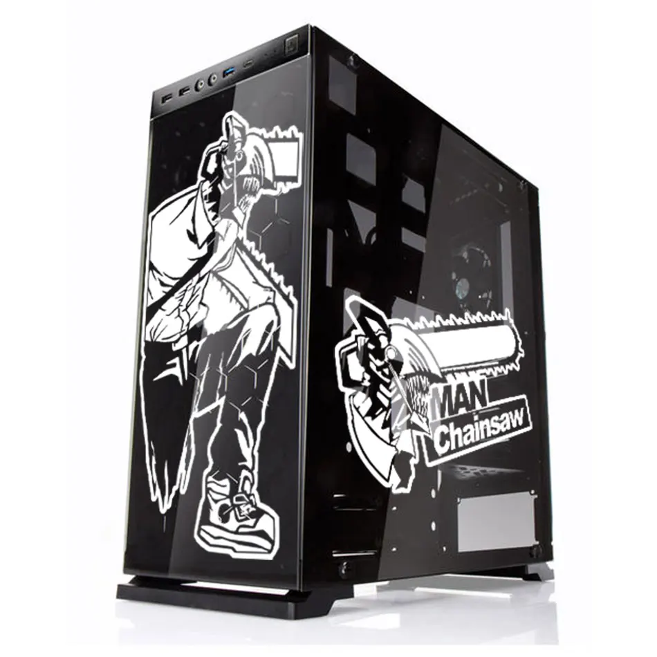 Pegatinas de vinilo de Anime Chainsaw Man para carcasa de PC, calcomanías de decoración de dibujos animados con personalidad para chasis de computadora de juegos Atx, fácil de quitar - imagen 2
