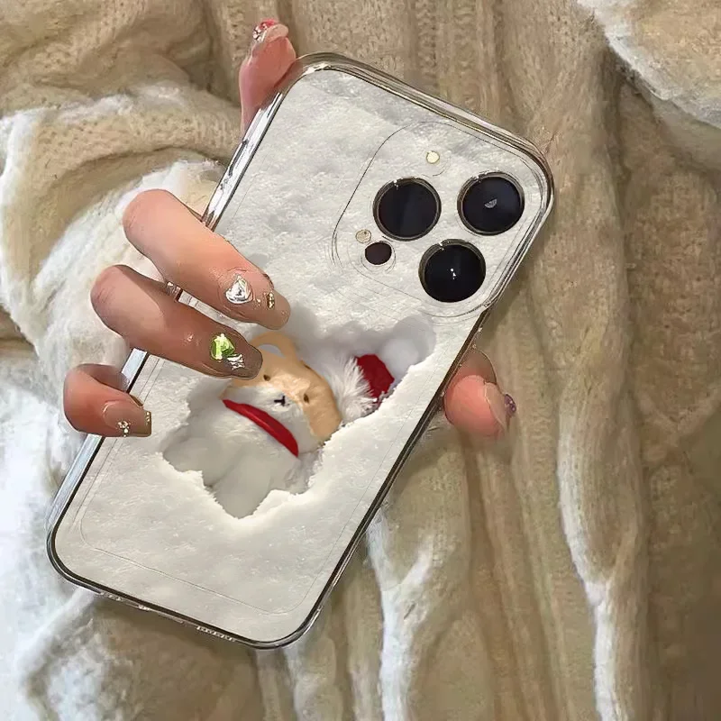 Funda de teléfono transparente para iPhone 16 Pro Max 15 14 13 12 11 XS X XR 7 8 Plus SE 2022 Snowfield Doll cubierta de parachoques suave a prueba de golpes