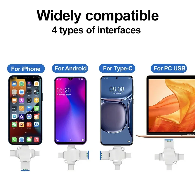 Adaptador USB C OTG 4 en 1 USB 3,0 a USB-C Micro USB tipo C Lightning ordenador tableta lector de tarjetas USB - imagen 5