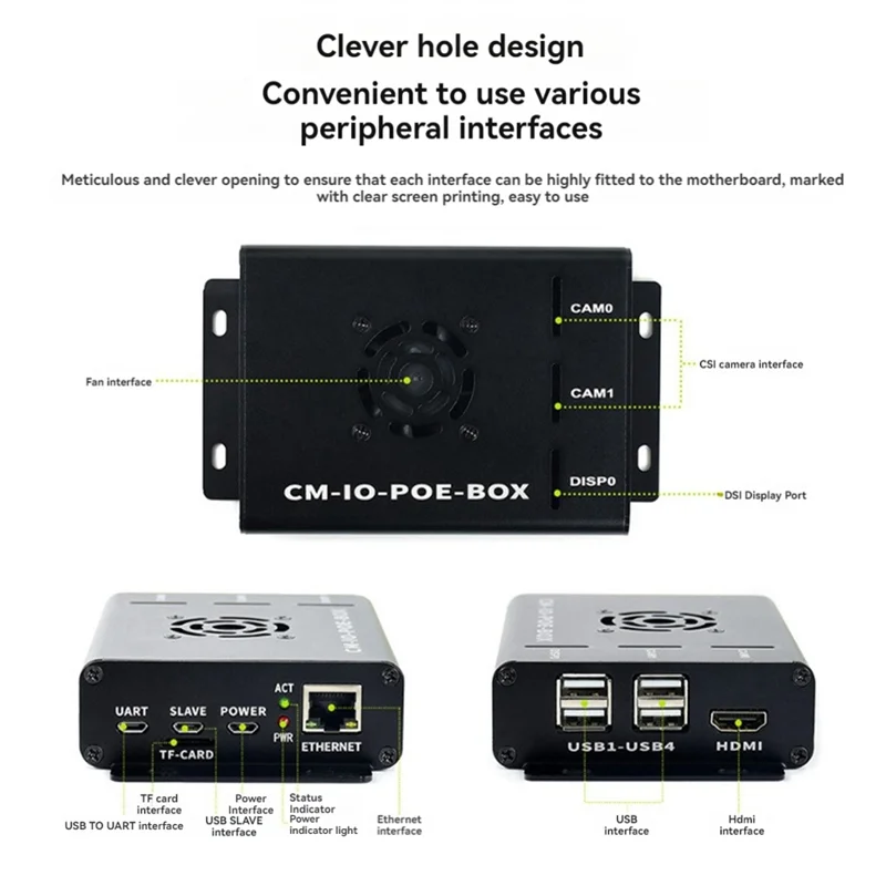 Módulo de cómputo Poe Board + funda + Kit de ventilador para Raspberry Pi CM4S CM3 3Lite 3 + 3 + Lite Placa de expansión de módulo de cómputo