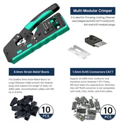 ZoeRax Engarzadora RJ45 Cat7 de Botas Alivio Cortadora Cables Ethernet