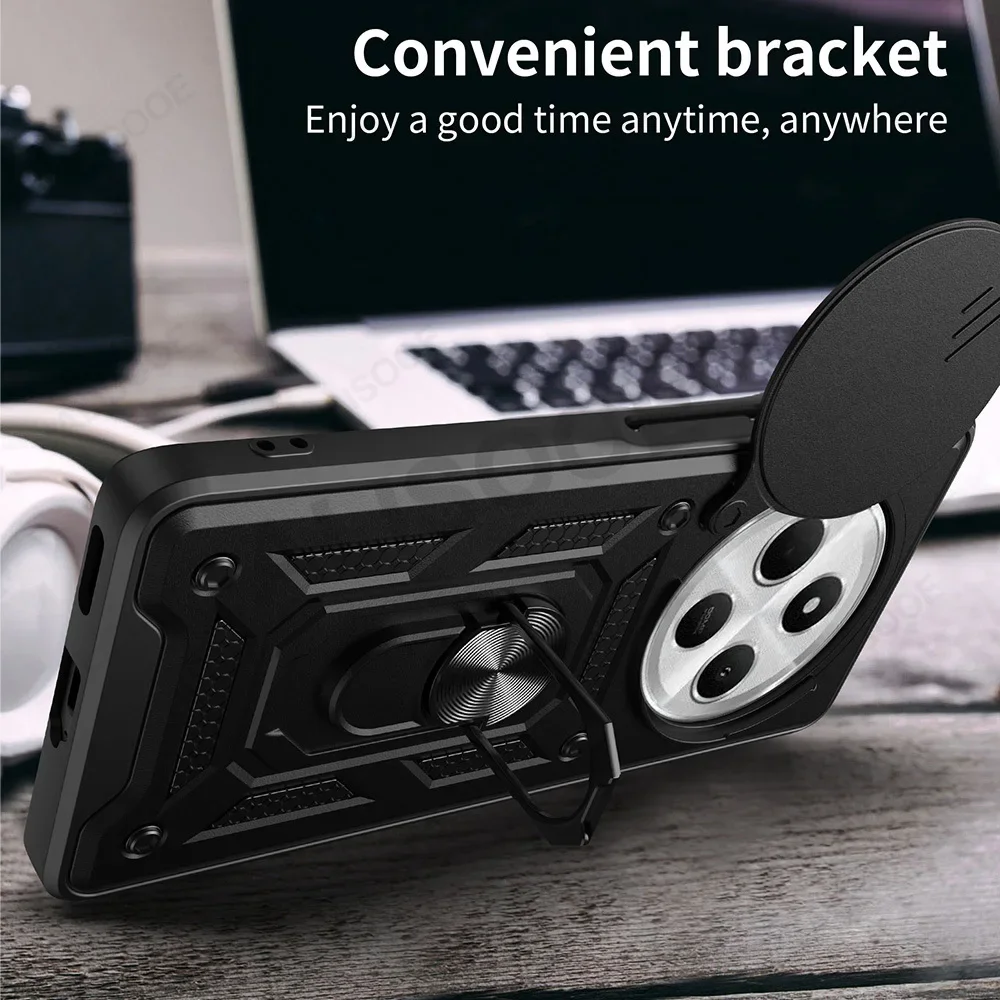 Funda Armor para POCO C75, Funda deslizante para lente de cámara, anillo protector, soporte, Funda protectora para teléfono para Xiaomi POCO C75 Capa - imagen 5