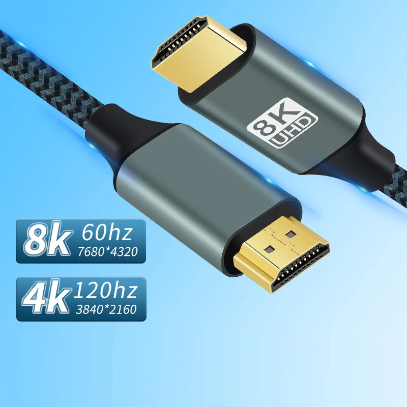 Cable trenzado 8K HDMI 2,1, 8K @ 60Hz, 4K @ 120Hz, 48Gbps, EARC ARC HDCP Ultra HDR para vídeo, PCV, Compatible con portátil Pro, 3m/10 pies, 5m/17 pies, 2m/6 - imagen 3