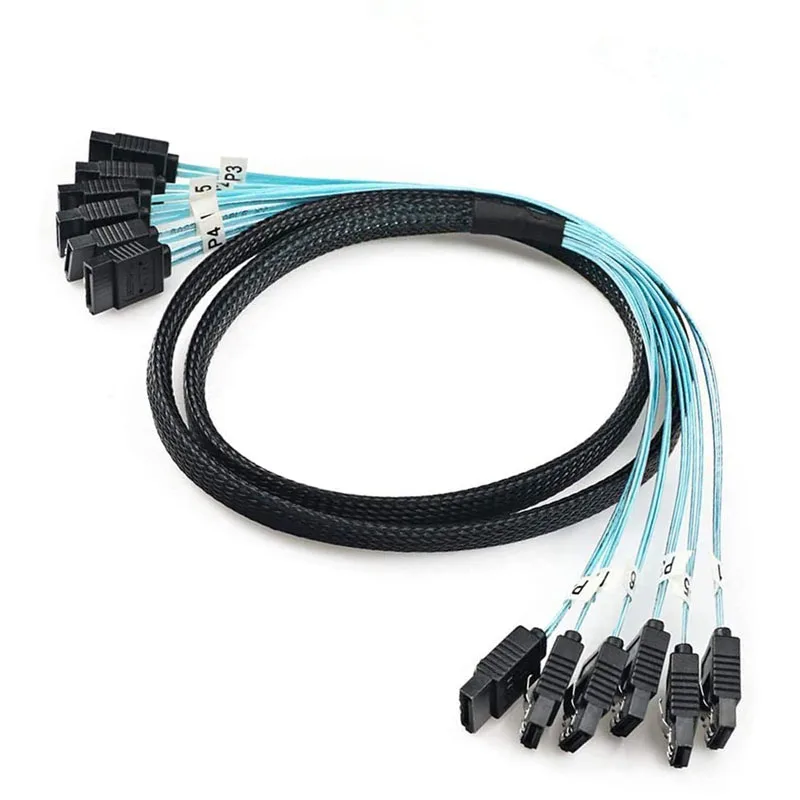 Cable Sas 6/4 Sata a 6/4 Sata de 50CM, Cable Sata 3 de 7 pines, 6Gbps, HDD/SSD, para servidor y minería de discos duros