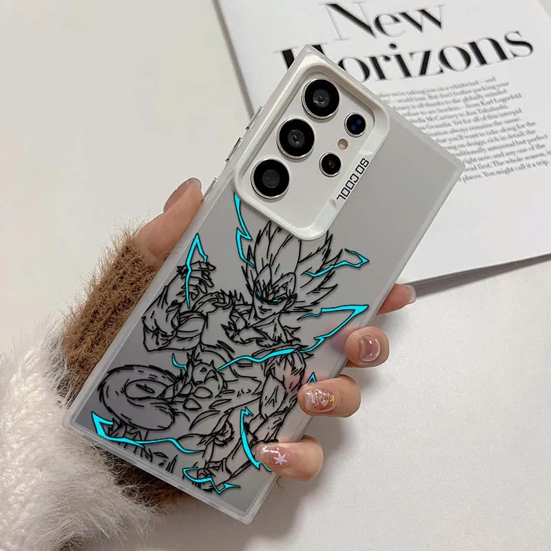 D-Dragon Ball Vegeta Cool Anime funda para Samsung Galaxy S25 S24 S23 S22 S21 Ultra Plus funda de teléfono plateada colorida - imagen 3