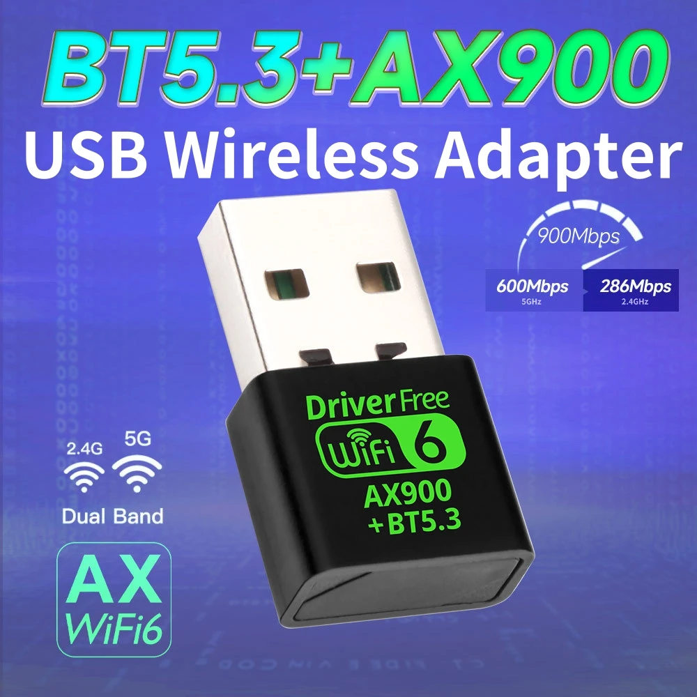Adaptador combinado AX900Mbps WiFi6 y Bluetooth 5,3, receptor Wi-Fi USB externo de red inalámbrica de doble banda 5G/2,4 Ghz para PC Win10/11 - imagen 2