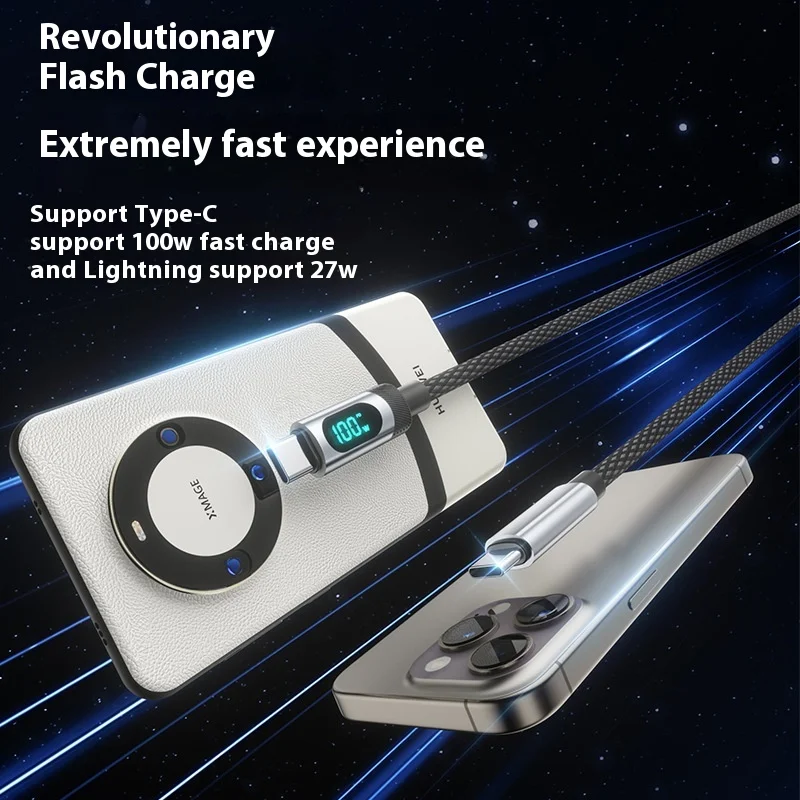 Pantalla digital inteligente de 100W Cable USB tipo C de carga rápida Cable de datos de pantalla digital para Huawei Xiaomi Samsung - imagen 5