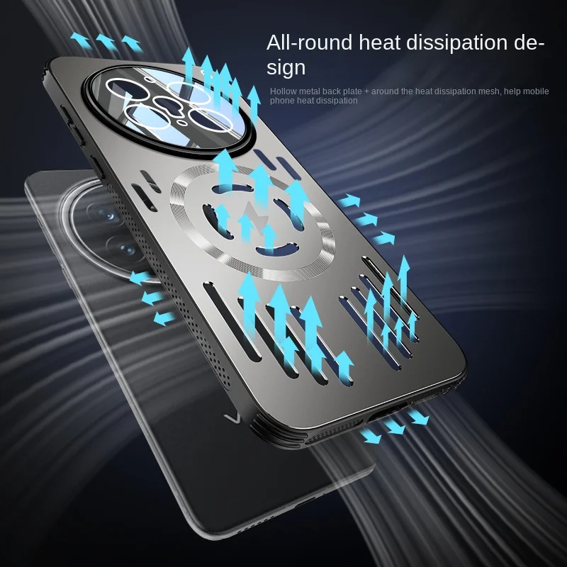 Para VIVO X200 Ultra funda de Metal duro disipación de calor carga inalámbrica magnética protege la contraportada para VIVO X200 Pro Mini X200S - imagen 3