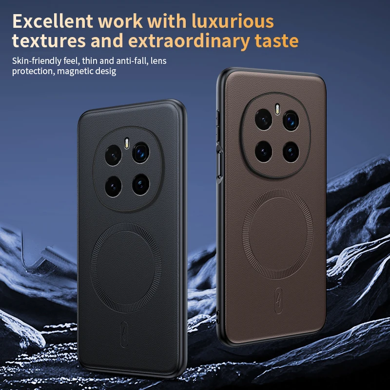 Para Honor Magic 7 Pro funda protectora de cuero magnética para Honor Magic 7 Pro antihuellas antideslizante PC + TPU - imagen 5