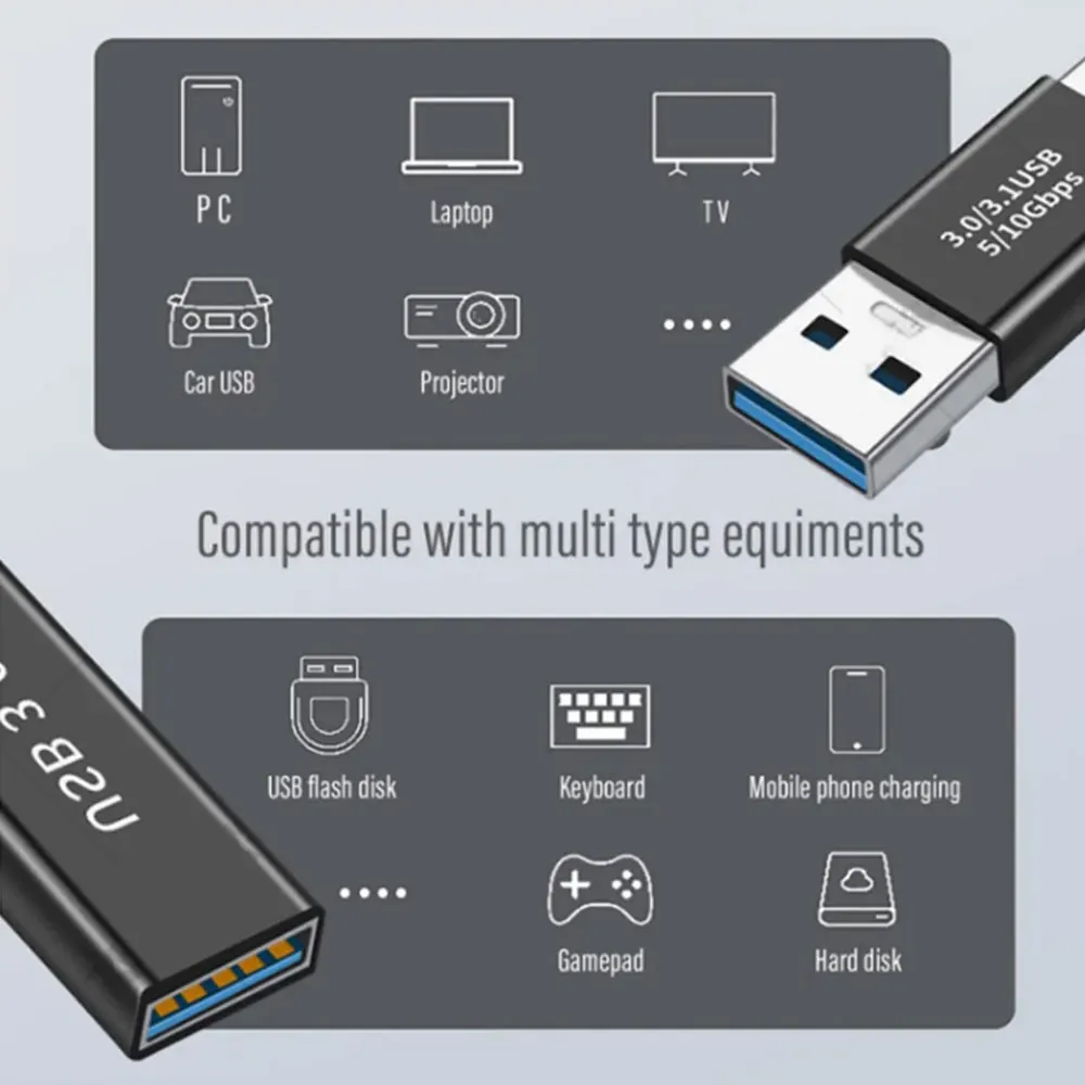 Adaptador USB 3,0 macho a hembra, convertidor macho-hembra, conector cambiador de acoplador duradero para PC y portátil, 1 Uds. - imagen 2