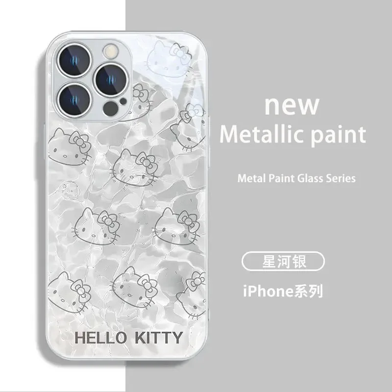 Funda de teléfono de Color metálico para IPhone, carcasa dura de cristal para modelos X, XR, XS, 16, 15, 14, 13, 12 Mini, 11 Pro Max, 7, 8, SE, 20 Plus - imagen 5