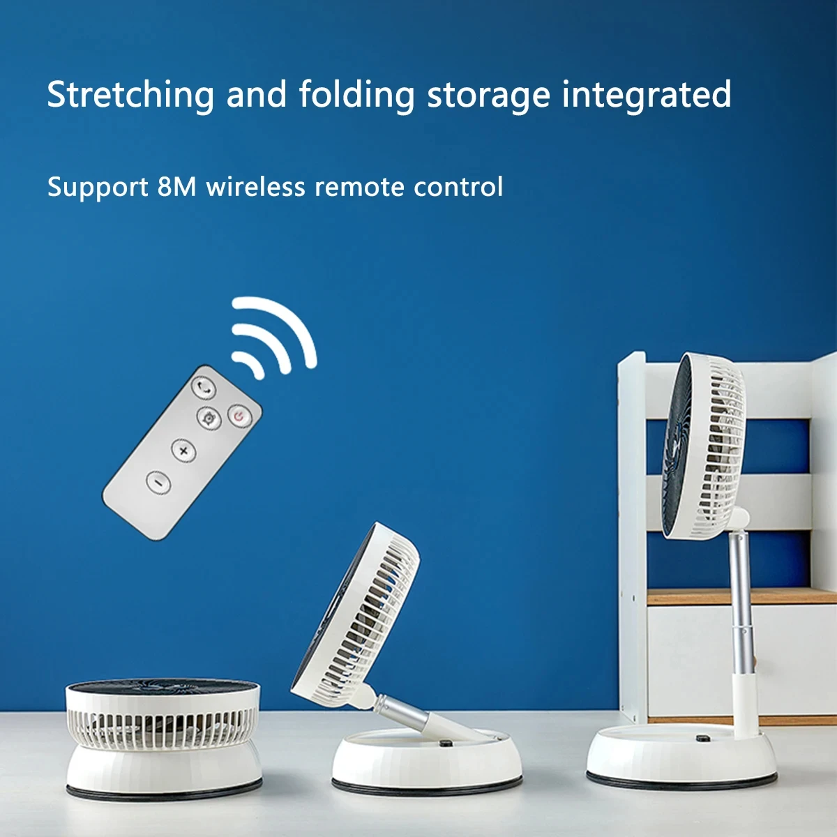 Ventilador de pie oscilante portátil con mando a distancia, ventilador de escritorio plegable, ventilador de Pedestal con batería recargable para acampar - imagen 4