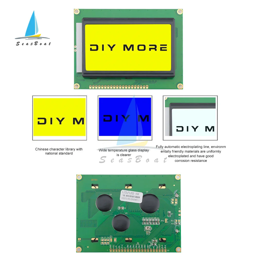Módulo LCD 12864, pantalla azul, amarilla y blanca, módulo de pantalla LCD de 8x4 caracteres, controlador AIP31020, 3,3 V, 5V, puerto paralelo de una sola fila - imagen 3