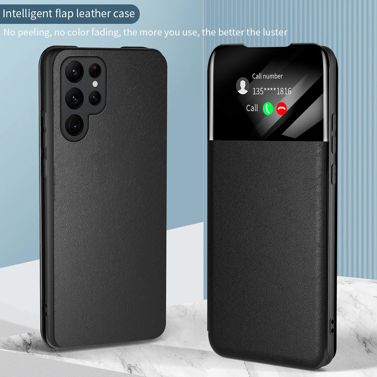 Funda de cuero con tapa de ventana de visión de lujo para Samsung A53, A33, A73, A13, A52, A72, A51, A71, A23, A22, A32, M53, carcasa de billetera magnética - imagen 3