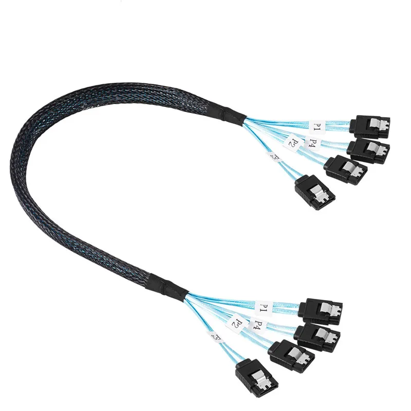 Cable Sas 6/4 Sata a 6/4 Sata de 50CM, Cable Sata 3 de 7 pines, 6Gbps, HDD/SSD, para servidor y minería de discos duros - imagen 5