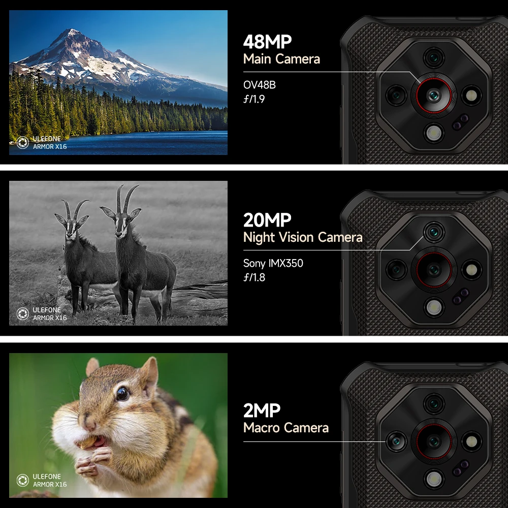 【Estreno mundial】Teléfono robusto Ulefone Armor X16 4G, batería de 10360 mAh, hasta 12 GB de RAM, 128 GB de ROM, 120 Hz, pantalla de 6,56", NFC, Android 15, cámara nocturna - imagen 5