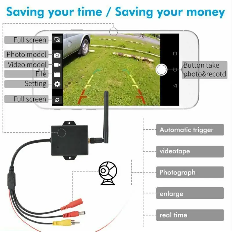Módulo transmisor inalámbrico WiFi para coche, cámara de respaldo, vídeo AV, Kits de visión trasera, negro - imagen 5