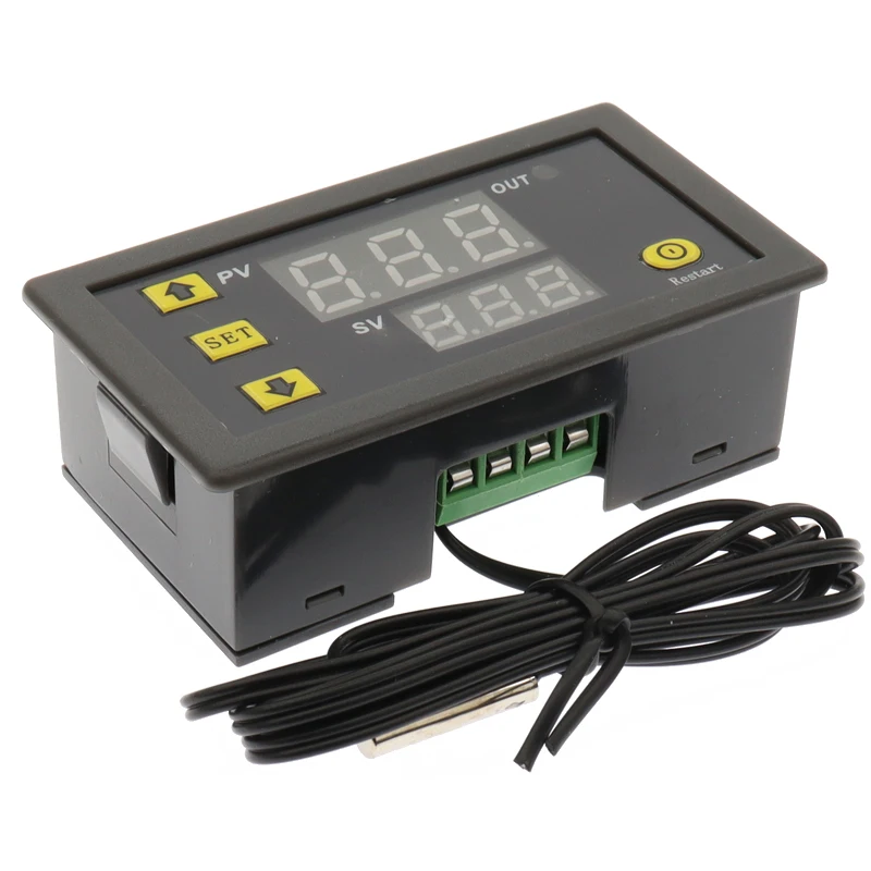 Termostato de pantalla LED con Control Digital de temperatura, instrumento de Control de calor y refrigeración, línea de sonda de AC110-220V, W3230, 12V, 24V, 20A - imagen 4