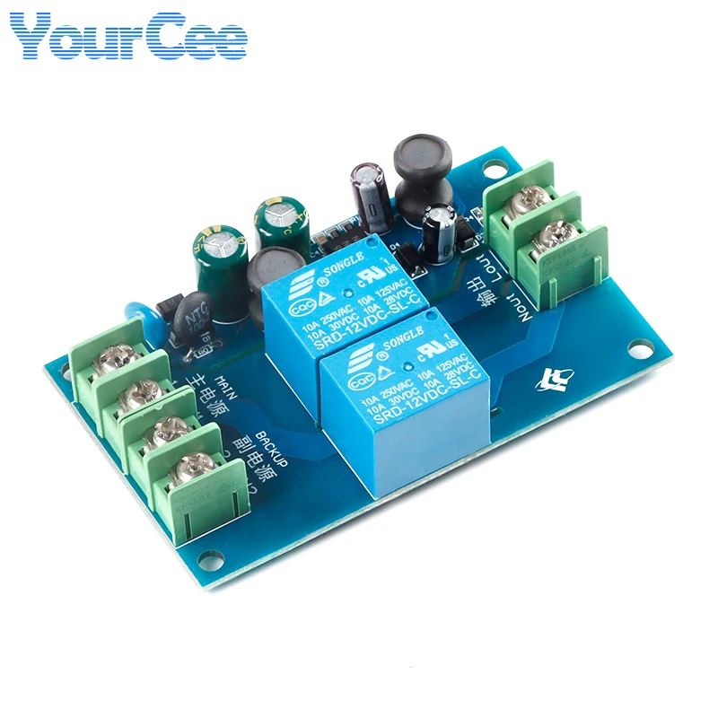 Conmutador automático de dos canales de 220V, 10A, 2 fuentes de alimentación, 2 en 1, módulo de placa de interruptor de conversión de fallos de energía - imagen 3