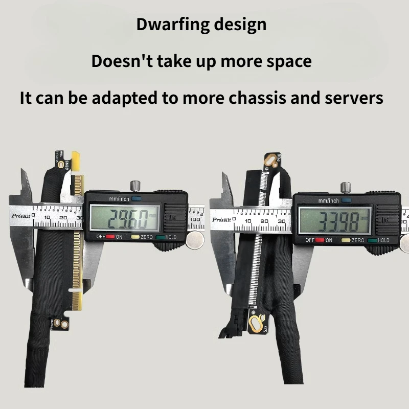 Cable de extensión de tarjeta gráfica externa de servidor PCI-E 5,0 X16, 64GB\S GEN 5, servidor sin pérdidas, Cable adaptador GPU flexible de malla trenzada - imagen 5