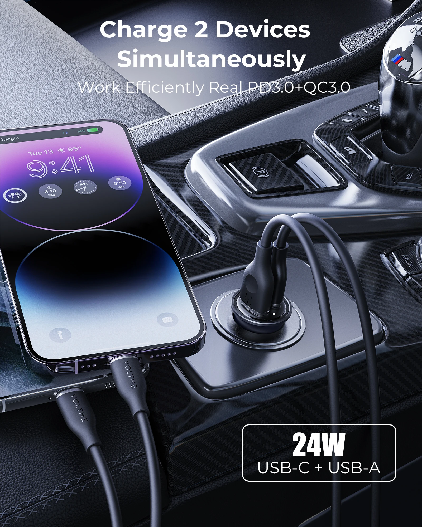 Adaptador de cargador de coche rápido VOLTME-Cazo 20w USB C para iPhone 15, 14, 13 Pro Max, PD 20W, QC18W, Samsung Galaxy S24, S23 - imagen 3