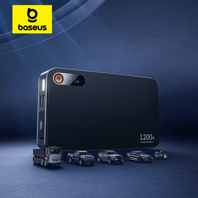 Baseus 1200A arrancador de batería portátil refuerzo de arranque de coche 12000mAh arrancador de batería de coche de emergencia banco de energía para arranque de batería de coche