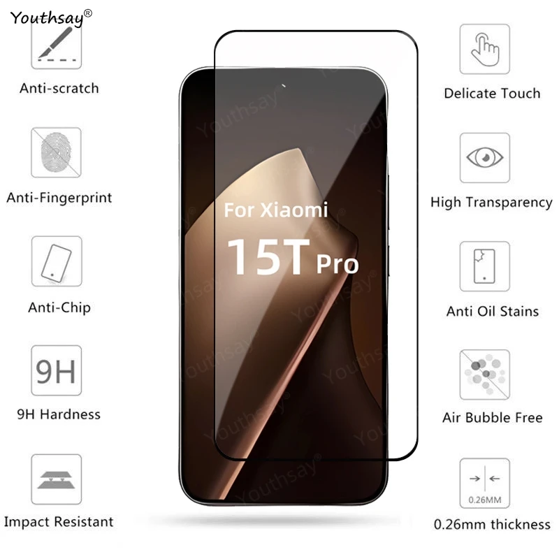 Para Xiaomi 15T Pro pantalla de vidrio templado Xiaomi 15T Pro Protector de pantalla de cubierta completa 9H película de lente de teléfono Xiaomi 15T vidrio - imagen 2