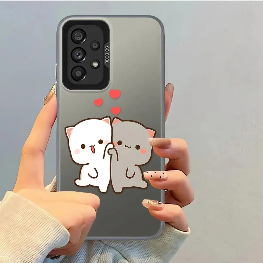 Funda trasera de teléfono con dibujos de pareja de gatos para Samsung Galaxy A13 A20s A11 A04e A03 A50 A06 A15 A14 A16 A02 A12 - imagen 3