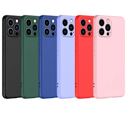 Funda de silicona líquida para iPhone con protección de cámara